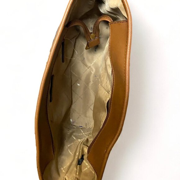 MICHAEL KORS -Leather Med Shoulder Handbag Tote Bag Brown MK Signature Purse - Picture 2 of 5